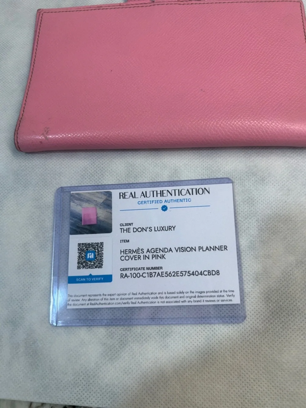 Hermes Pink Agenda Vision Planner Cover with COA